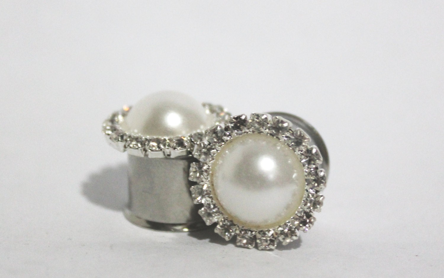 Diamond And Pearl Wedding Plugs 7/16" 1/2" 9/16" 5/8" 11mm 12mm 14mm 16mm