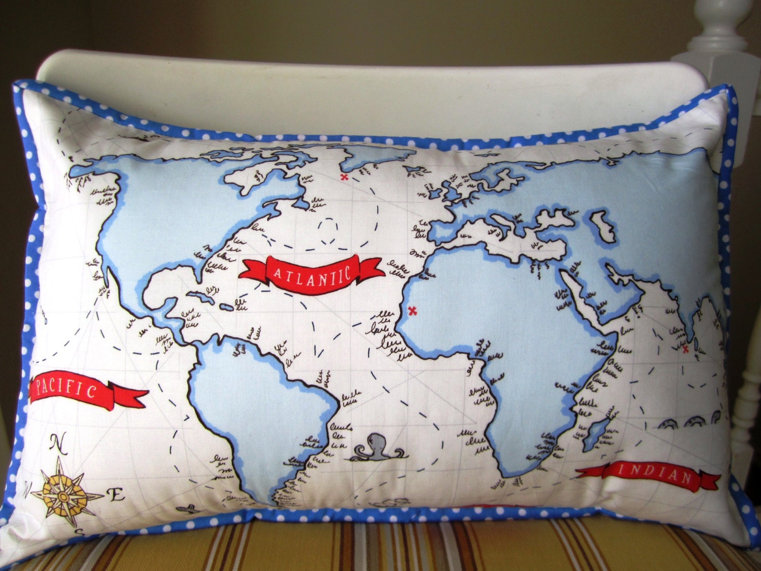 Out to Sea Map Pillow w/ Binding