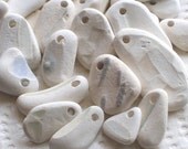 45 Sea Beach Pottery Pendants Charms Top Drilled 2mm holes Supplies (1546)