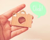 Brooch Camera, wood camera brooch, camera lovers, brooch for photographers,