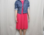 SALE vintage 1980's hot pink polka dot dress