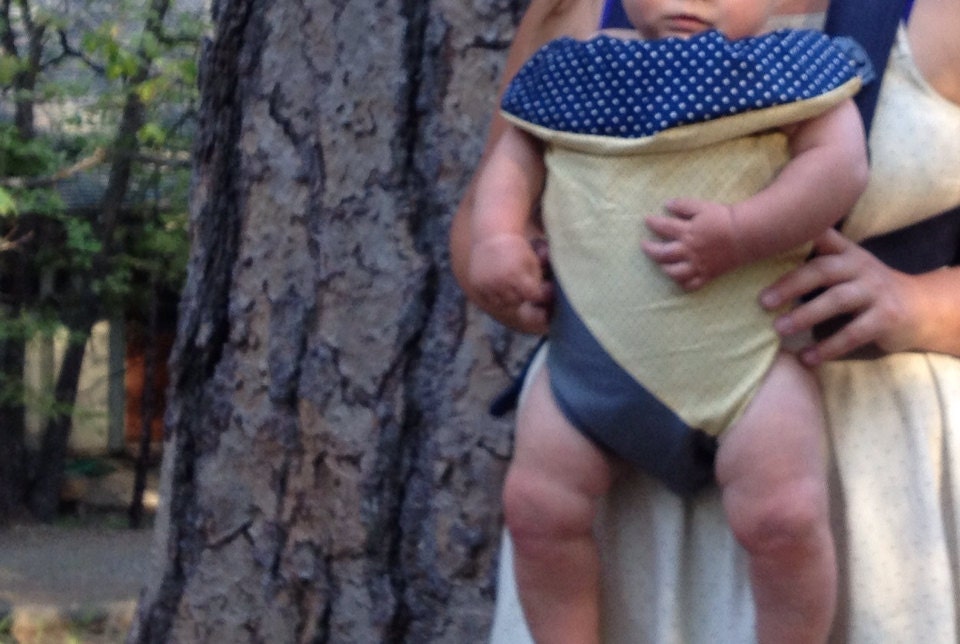 Baby Bjorn Carrier cover - Navy dot and gray mustard