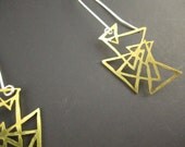 Triangles - Brass and Sterling silver earrings
