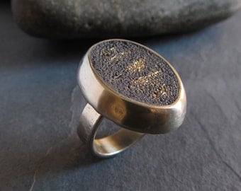 White bronze black and gold concrete statement ring