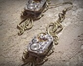 Steampunk Earrings Vintage Watch Movements Clockworks Brass Jewelry