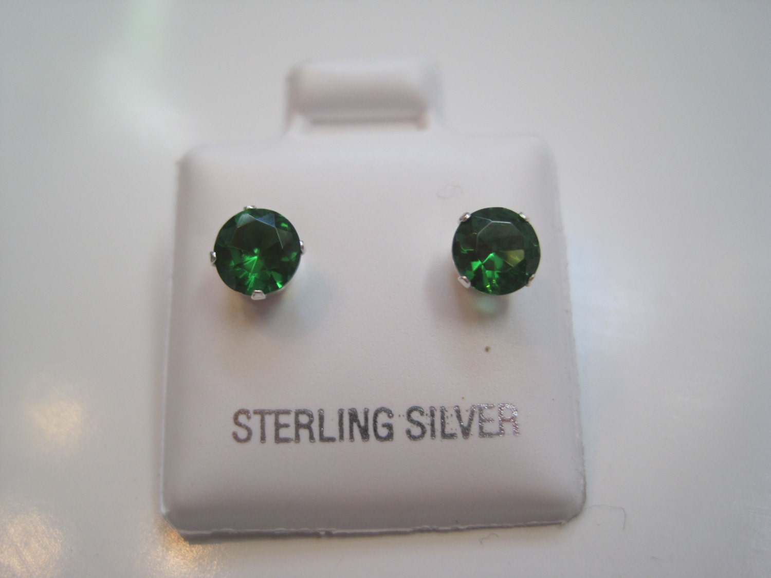 Green Emerald Sterling Silver stud Earrings