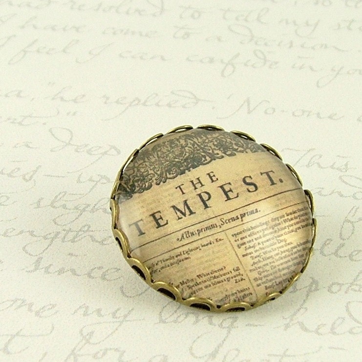 The Tempest Brooch Pin - William Shakespeare - First Folio Literature Jewelry - Pin Badge
