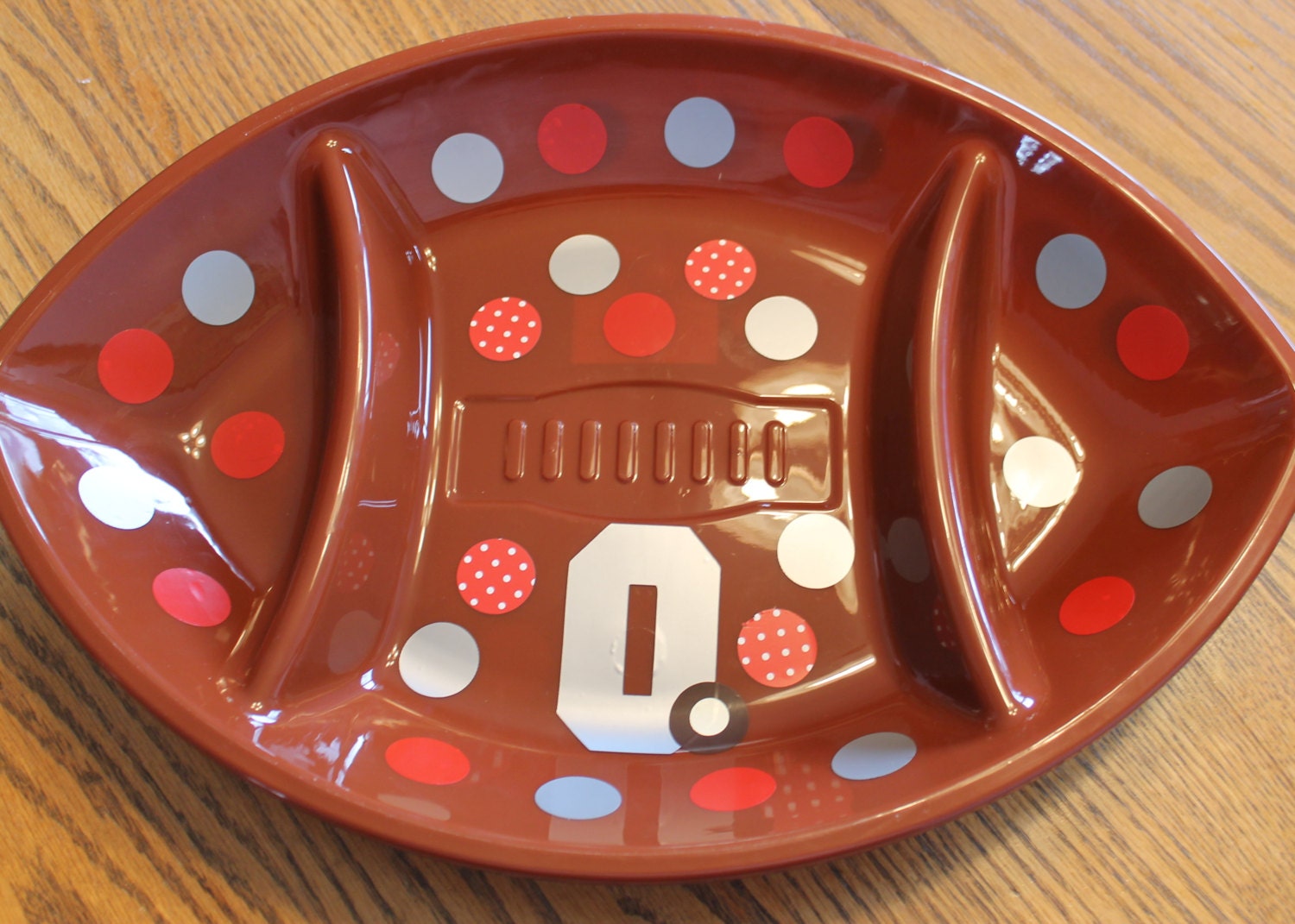 Ohio State Football Serving Tray- With Block O and Polka Dots