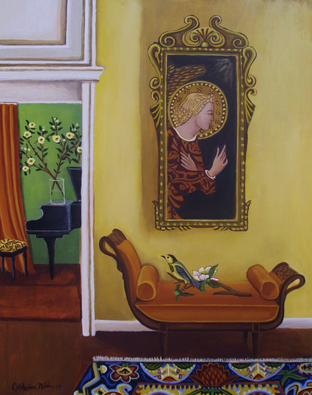 This painting is RESERVED. Original painting still life    Angel's Sonata  by Catherine Nolin 11x14