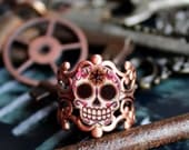Sugar Skull Skeleton Key Adjustable Ring