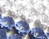 10 Periwinkle and White Paper Flowers