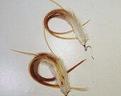 natural Long Feather Earrings super thick Ginger dangler