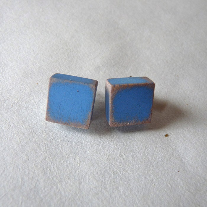 Little square blue earrings