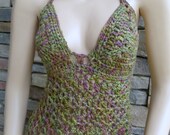 Lollapalooza Halter Top in 100% Cotton - Attire for Music and Art Festivals, Ren Fair, Belly Dancers