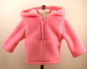 Made For American Girl Doll Clothes Hooded Zip Pullover Bright Pink Polar Fleece