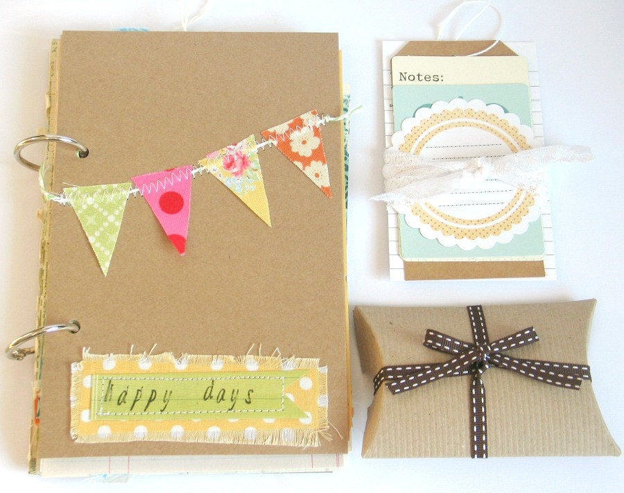 Handmade Art / Memory Journal Kit with embellishments - HAPPY DAYS