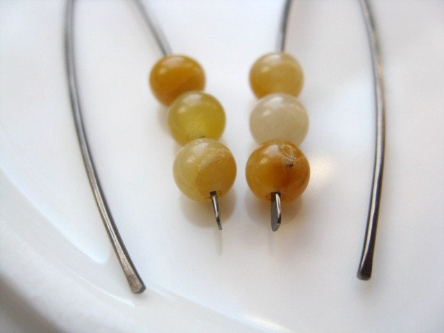 niobium earrings in honey yellow rondelles. yellow jewelry. yellow and gray. splurge.
