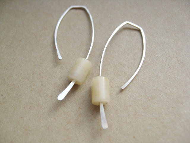sterling silver earrings. yellow earrings in calcite stones. pastel jewelry. splurge.
