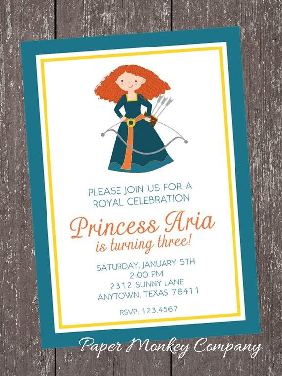 Princess Merida, Brave Birthday Invitations Il_170x135