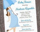 Baby Bump - Blue - Boy Theme - Baby Shower Invitation - 1.00 each with envelope Il_170x135
