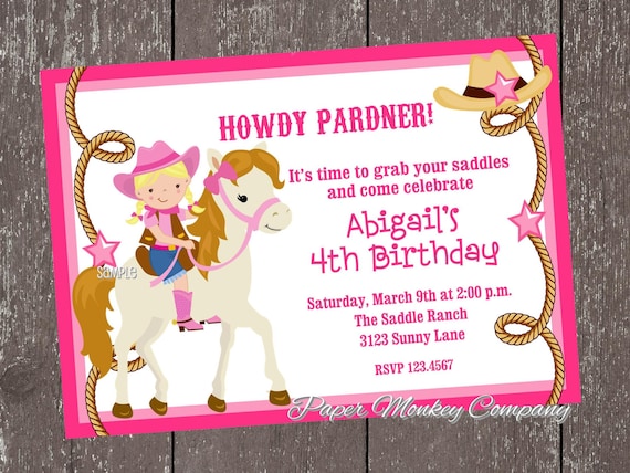 Blonde Cowgirl Birthday Invitations Il_570xn