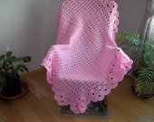 Crochet Lacy Afghan in Pink Free Shipping in USA