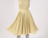 Vintage 1960's Plaid Chartreuse Set Blouse Skirt Summer Sun Dress
