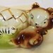 Vintage Small Planter Squirrel Acorn Gold Paint Sage Tan Pottery Vase Woodland Animals