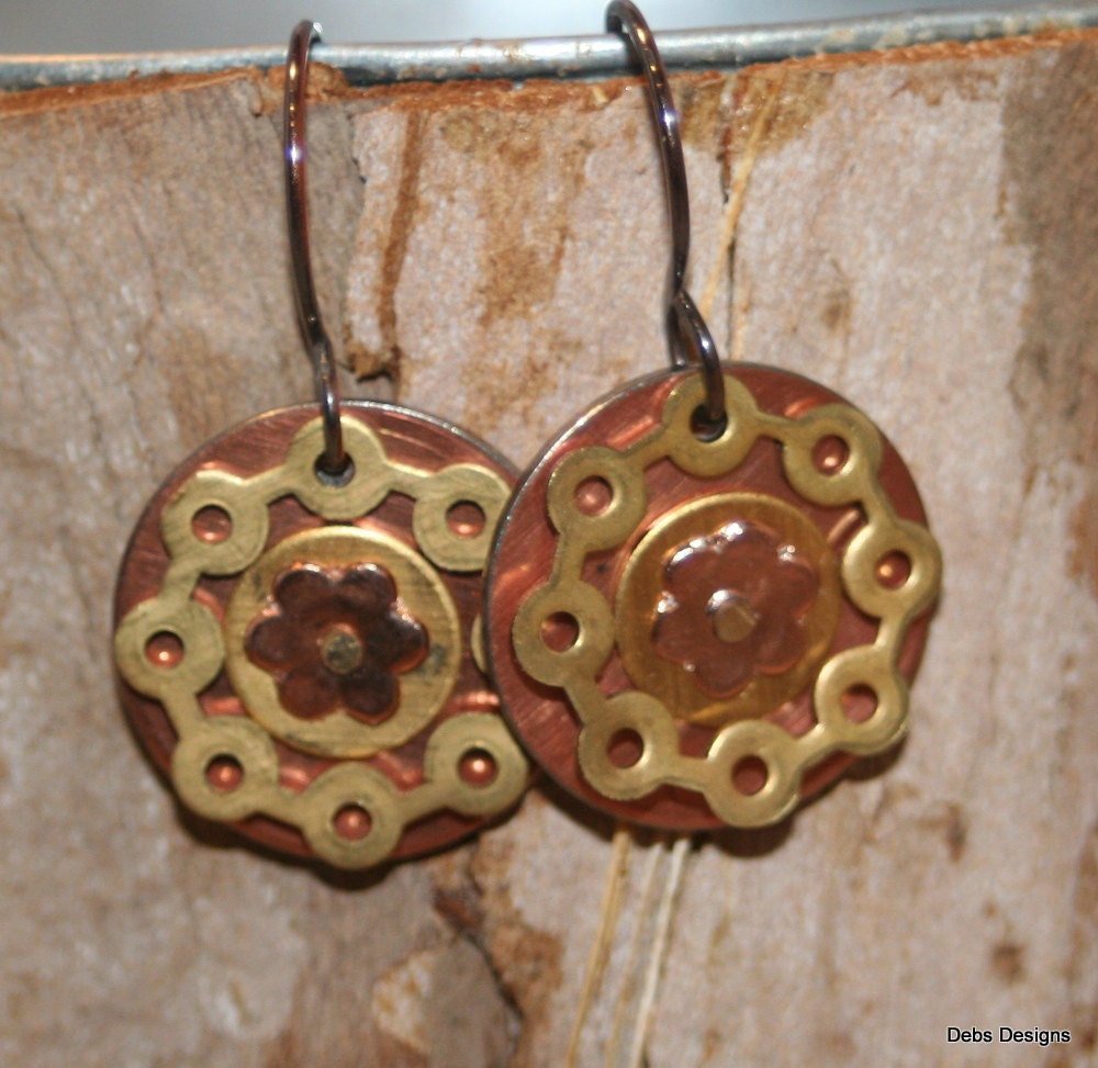 Earrings Vintage brass steampunk earrings