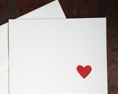 Handmade Embossed White and Red Heart Stationery i Love You Card Stationary by Lime Green Rhinestones