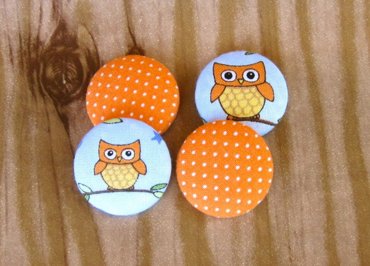 Fabric Magnet - 4 Fridge or Office Magnets - Owl