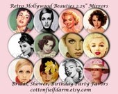 Retro Hollywood Beauties 2.25 Inch Mirrors for Shower, Wedding or Birthday Party Favors Set of 12