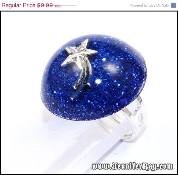 On Sale Shooting Star Cocktail Resin Ring, Shooting Star, Resin, Glitter Resin Ring, by JenniferRayJewelry