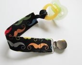 Universal FABRIC Pacifier Clip - Mustache