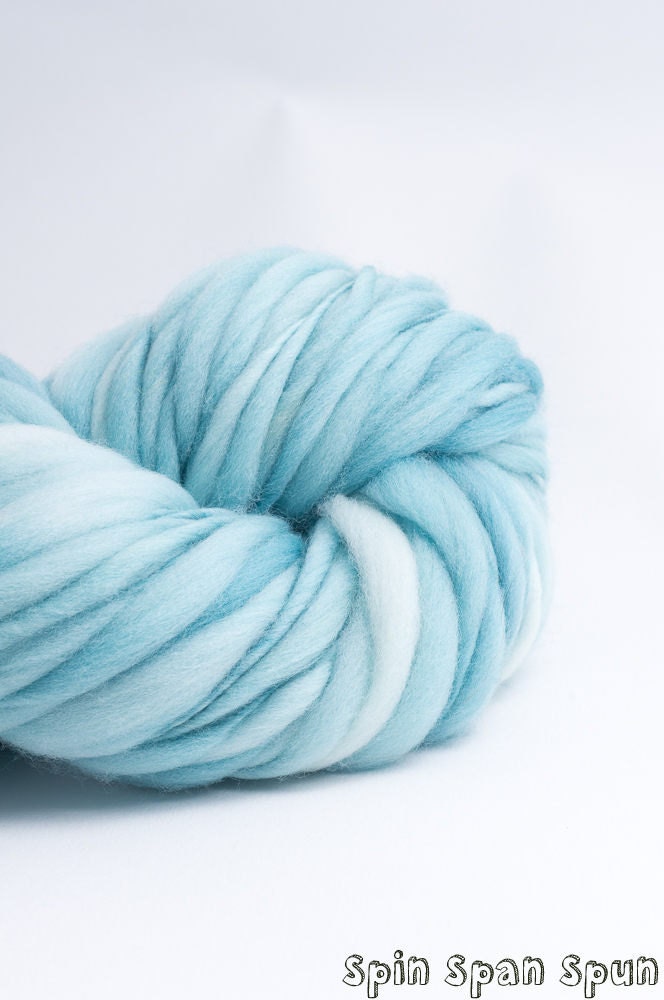 Teal, Pure Thickest and Thinest Chunky, Organic, HandSpun Handdyed Organic Extra Fine Merino Yarn, Extra Bulky, 110 yards
