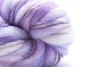 Violets in the Snow, Thick and Thin Bulky Yarn, HandSpun Extra Fine Merino Yarn, 105 yards