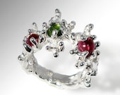 20% off SALE Ends May 23- Unique Silver Ring, Tourmaline Ring, Designer ring, Gemstone Ring, Fine Italian Jewelry