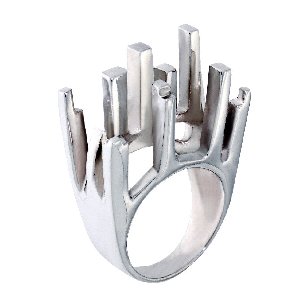NEW YORK Unique Sterling Silver Ring, Large Silver Ring, Contemporary ring, Designer ring,  Italian Jewelry