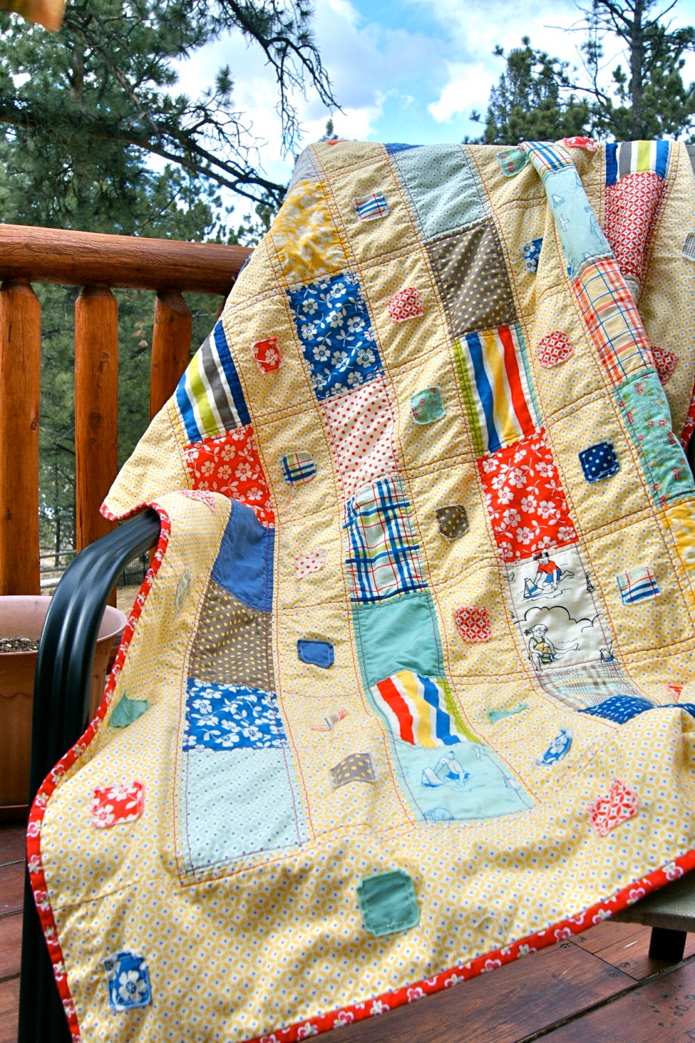 Quilt Baby Toddler Handmade Seaside Summertime Lap Throw Children Beach