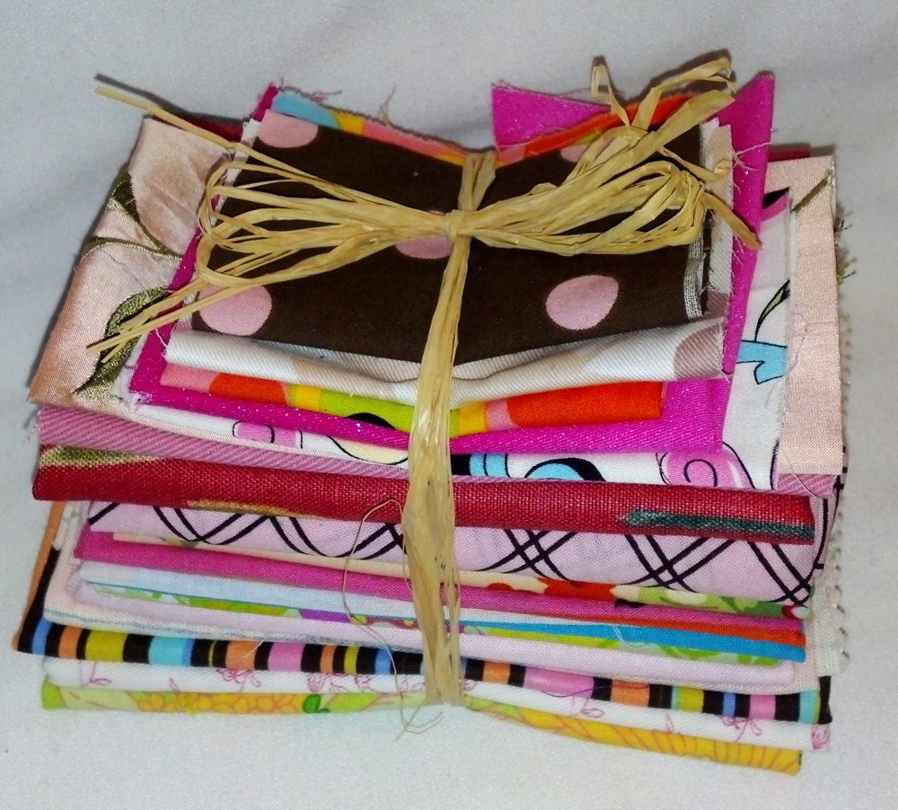 Fabric Stash in Shades of Pink  (18 Pieces)