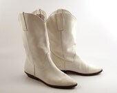 White Cowboy Boots Vintage 1980s Nine West Leather Women's 9