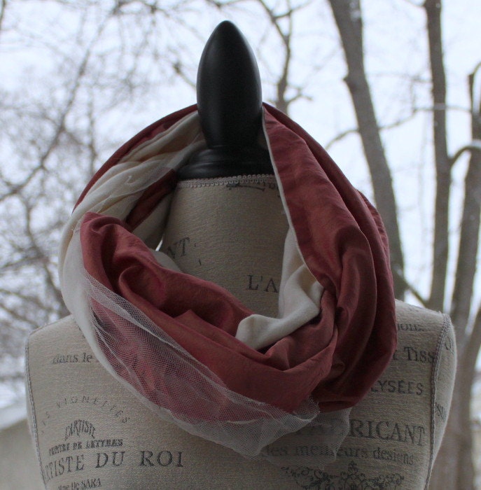silk taffeta sparkle knit and tulle infinity scarf