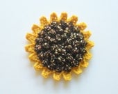Large Sunflower Applique crochet set of five, MADE TO ORDER.
