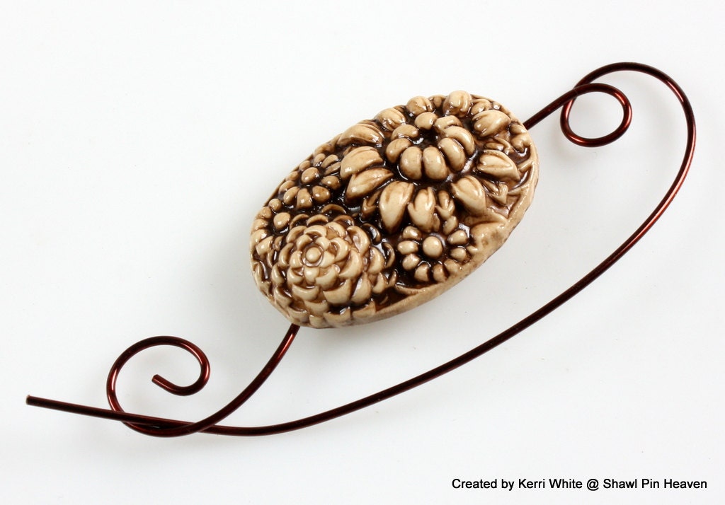 Shawl Pin, Scarf Pin, Brooch - Flower Garden