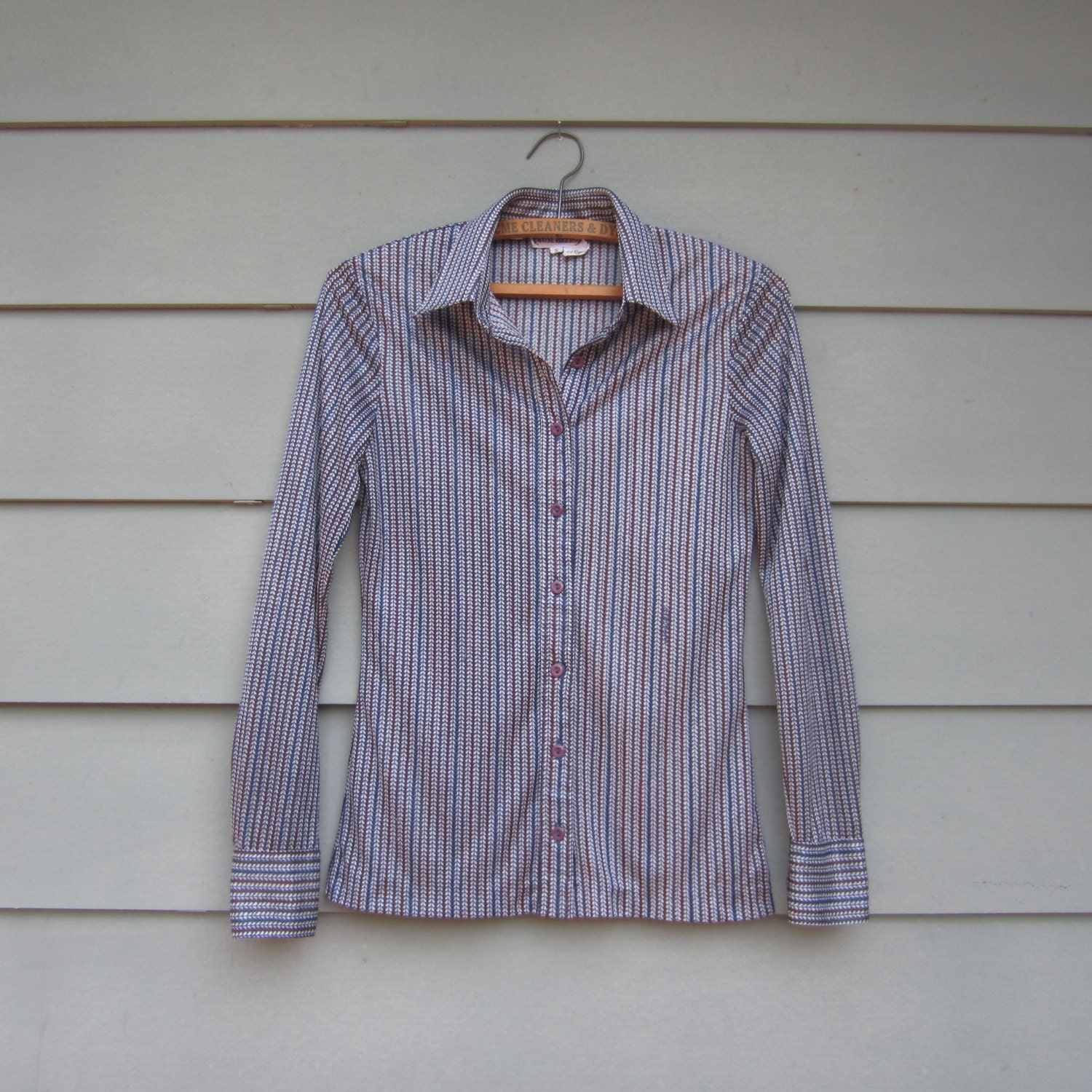 70s Geometric stripe button up shirt