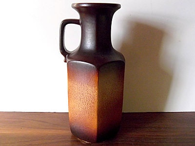 Vintage Scheurich West German Pottery Brown Handled Vase