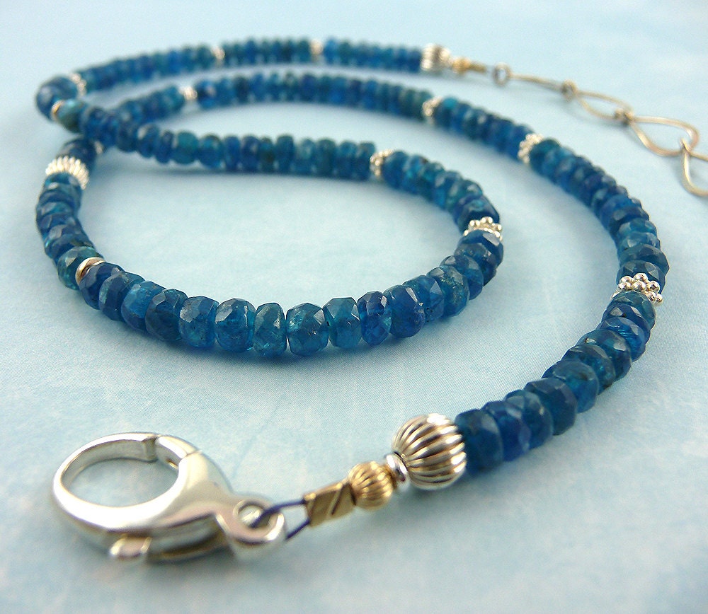 The Sparkling Sea - Gorgeous faceted apatite rondelles and sterling silver