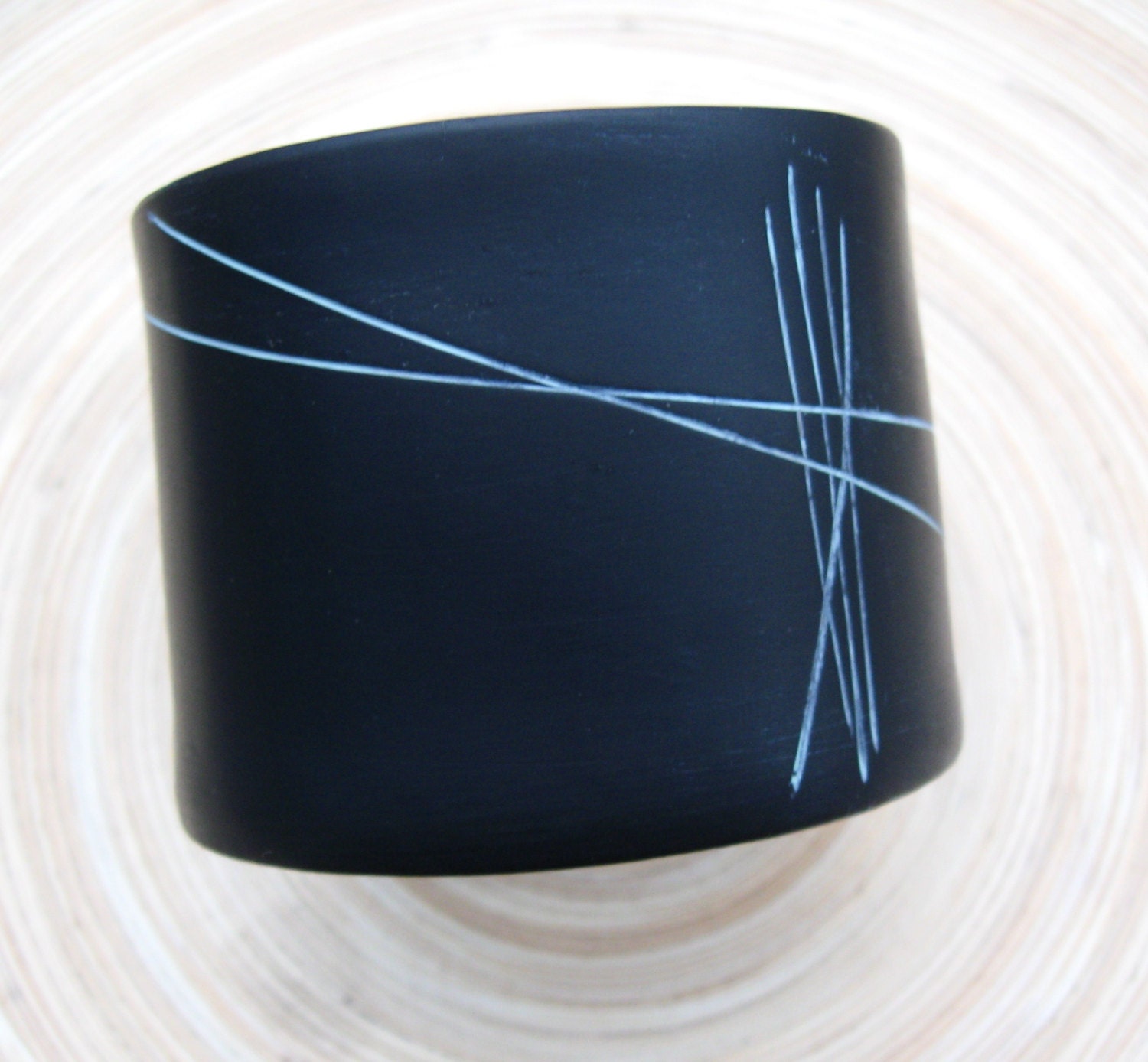 Black Cuff Bracelet Abstract Design, Twine Tie for Men Unisex Handmade by theshagbag on Etsy