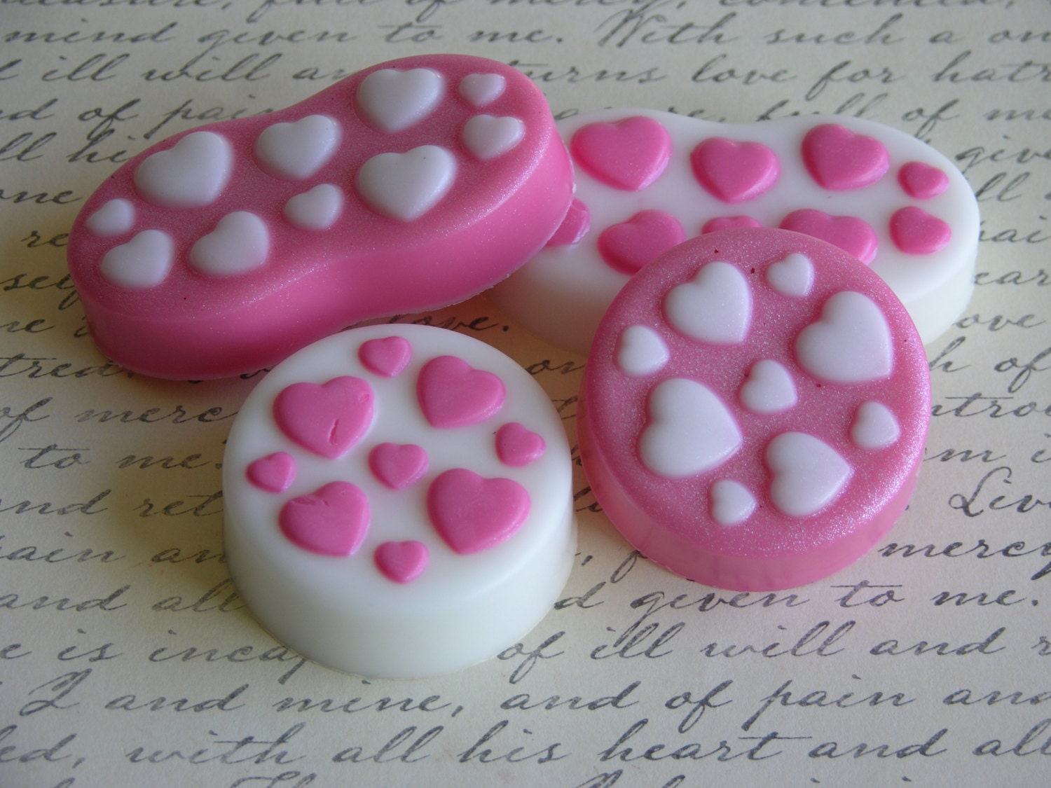 HEARTS SOAP SET - White Chocolate Scent - Bridal - Wedding - Shower - Mother's Day - Father's Day - Men - Women - Custom Orders - Hand Made