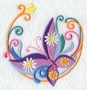 Embroidered Spring Butterfly/ Flowers Flour Sack/Hand Towel